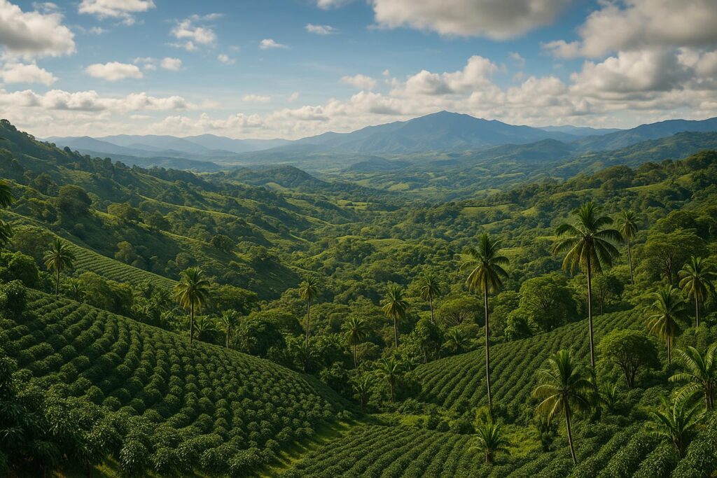 A scenic view of the San Ramón valley, a prime location for real estate in Costa Rica.