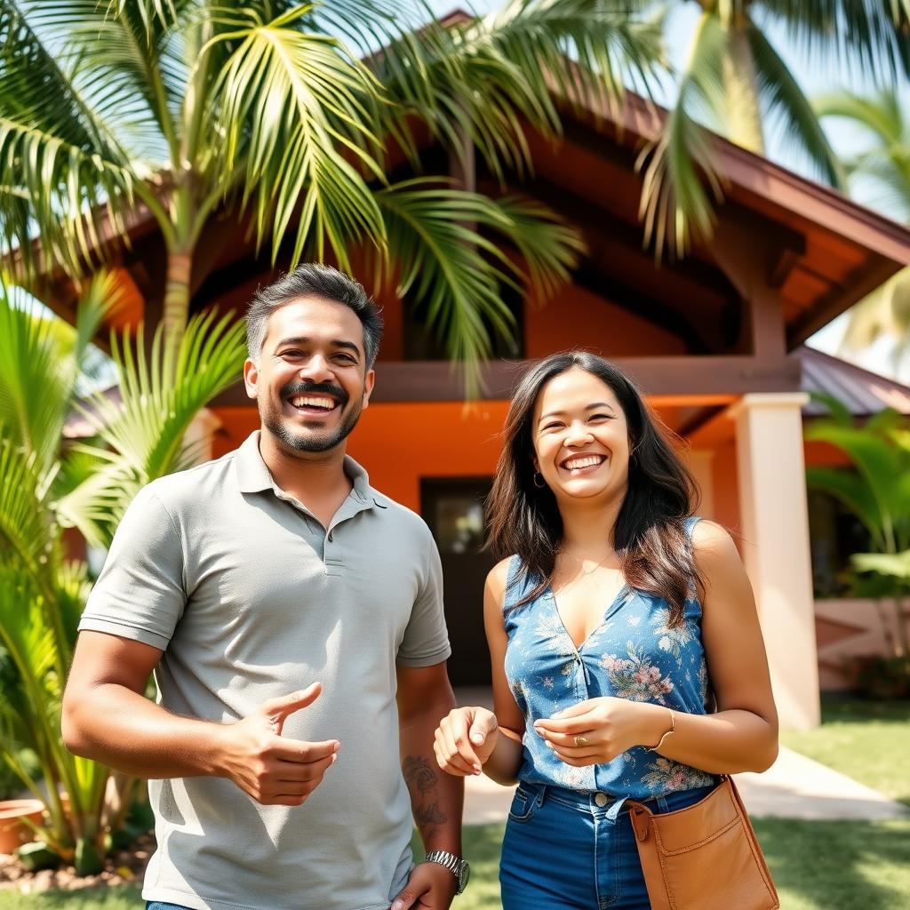Happy couple receiving keys to Costa Rica property Happy couple receiving keys to Costa Rica property
